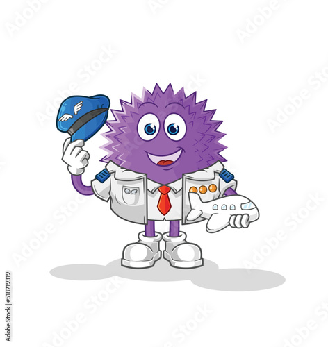 spiky ball pilot mascot. cartoon vector © dataimasu