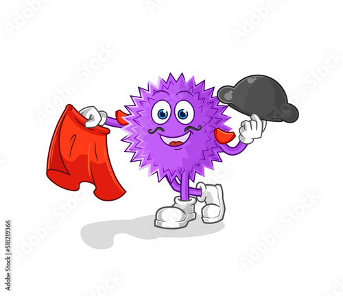 spiky ball matador with red cloth illustration. character vector