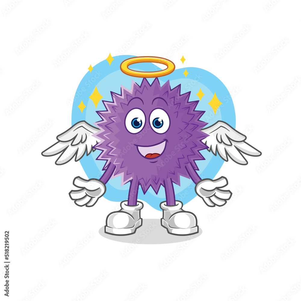 spiky ball demon with wings character. cartoon mascot vector