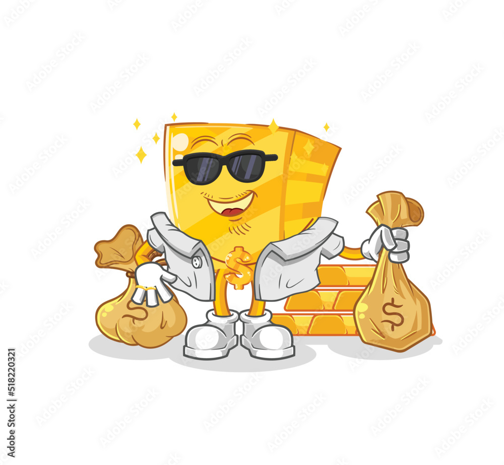 gold rich character. cartoon mascot vector gold rich character. cartoon mascot vector