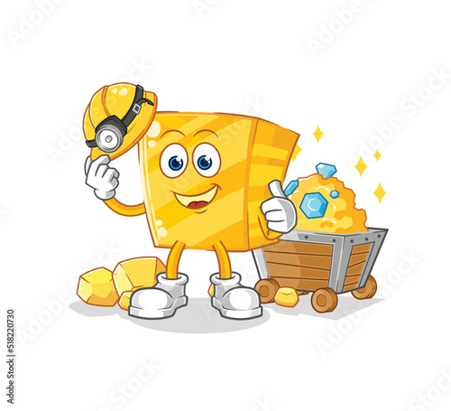 gold miner with gold character. cartoon mascot vector