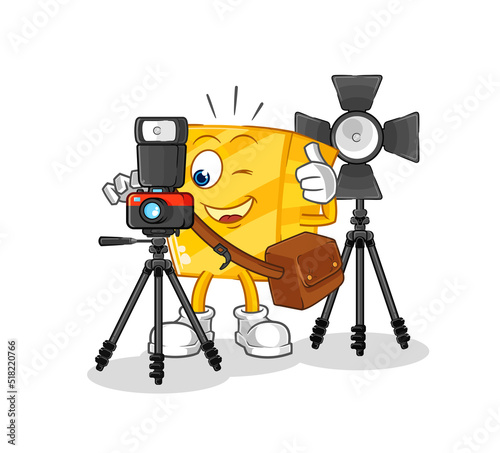 gold photographer character. cartoon mascot vector