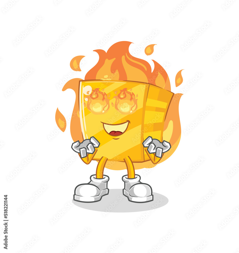 gold on fire mascot. cartoon vector