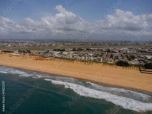 Aerial view of Cotonou Airport from the ocean