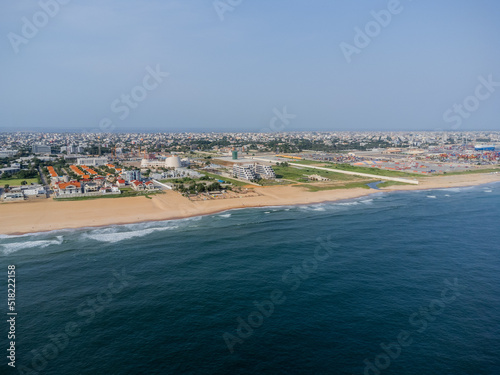 Aerial view of port and palais de congres in Cotonou, Benin photo