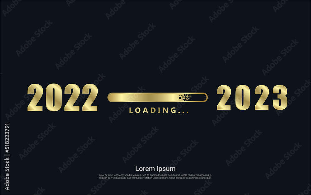 Happy new 2023 year with gold loading background	
