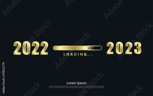Happy new 2023 year with gold loading background 