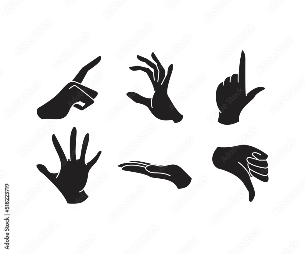 set of silhouette hand gestures illustration set of silhouette hand gestures illustration