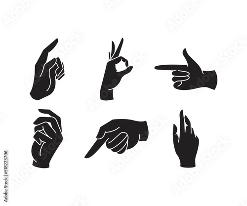 set  of silhouette hand gestures illustration