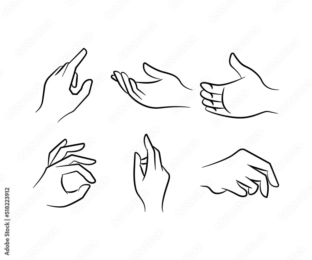 sketch and hand drawn hand gestures set line illustration sketch and hand drawn hand gestures set line illustration