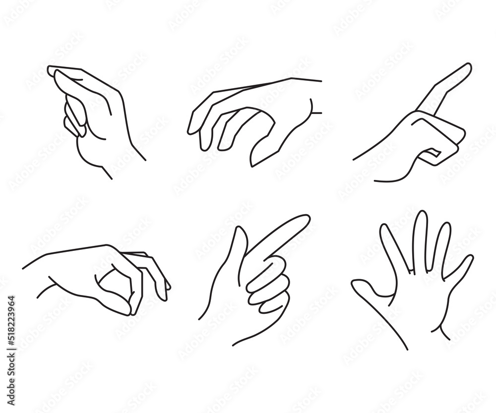 Obraz premium hand gestures set line illustration