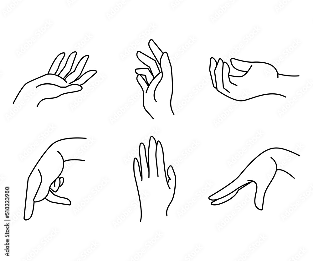 hand gestures set line illustration hand gestures set line illustration