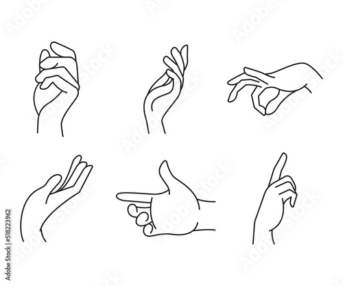 hand gestures set line illustration