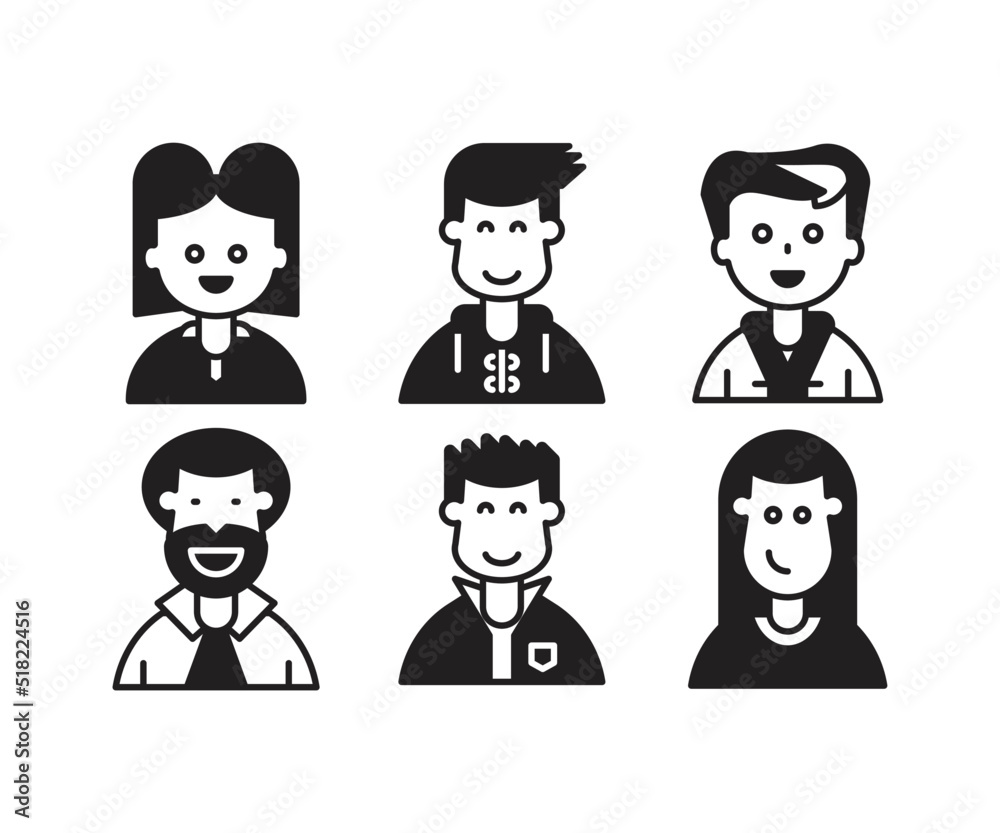 people characters and avatars set illustration people characters and avatars set illustration