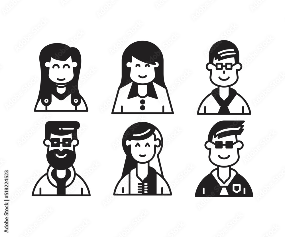 people characters and avatars set illustration people characters and avatars set illustration