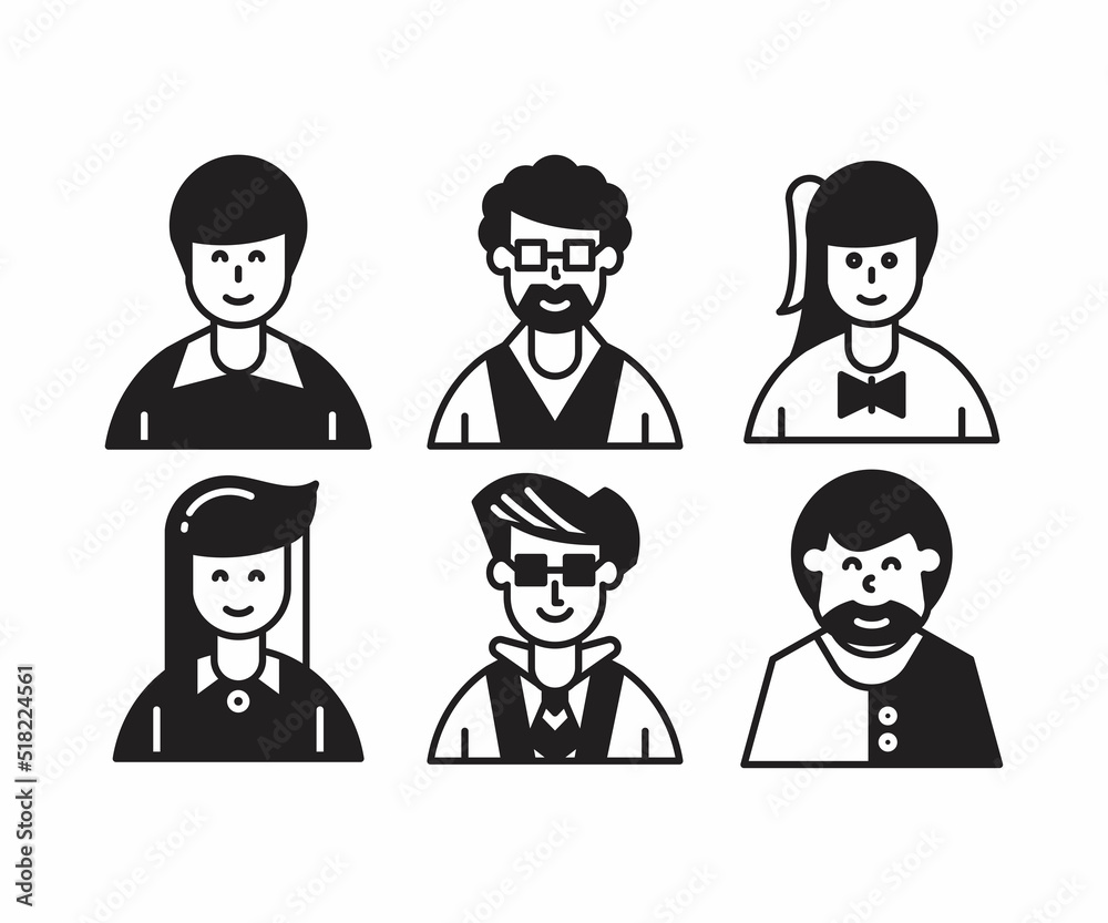 people characters and avatars set illustration people characters and avatars set illustration