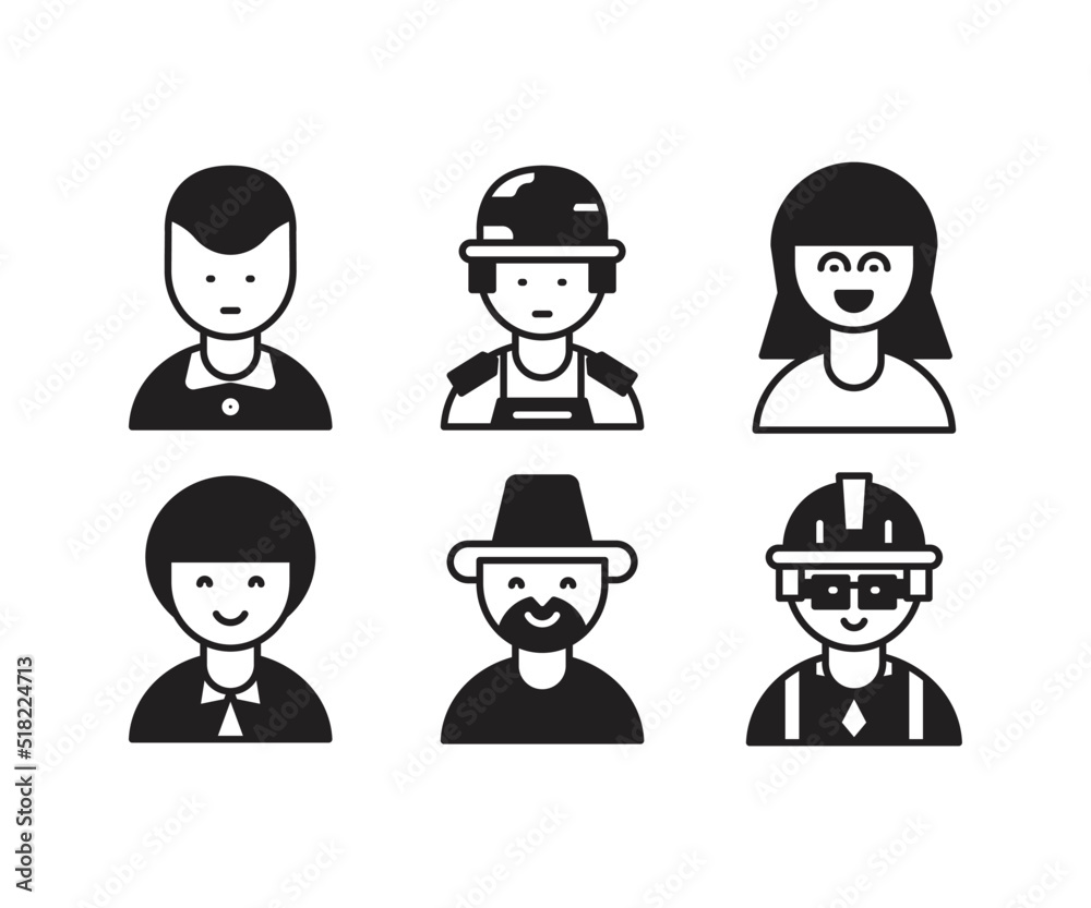 people characters and avatars set illustration