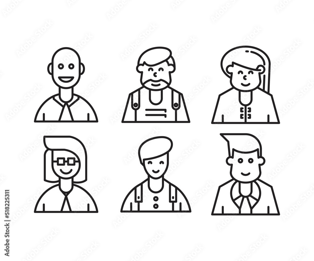 different people avatars and character icons illustration line style different people avatars and character icons illustration line style