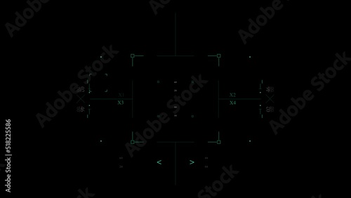 Square hud animation on black background. Target hud