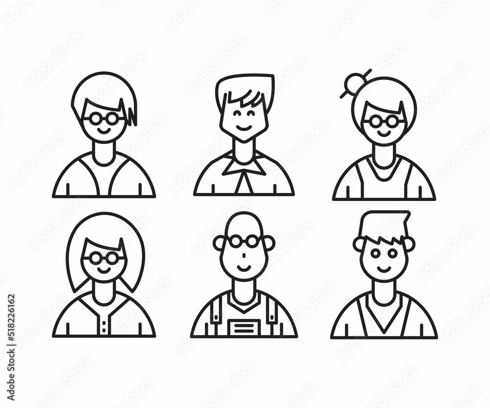 different people avatars and character icons illustration line style different people avatars and character icons illustration line style