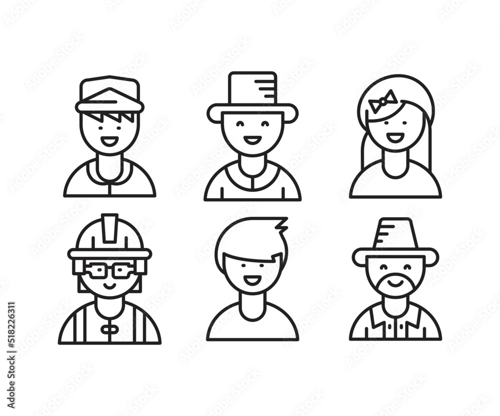 people characters and avatars set line illustration people characters and avatars set line illustration
