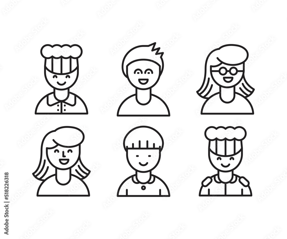 people characters and avatars set line illustration people characters and avatars set line illustration
