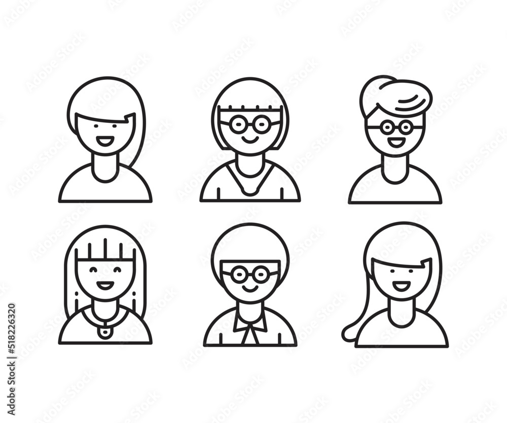 people characters and avatars set line illustration people characters and avatars set line illustration