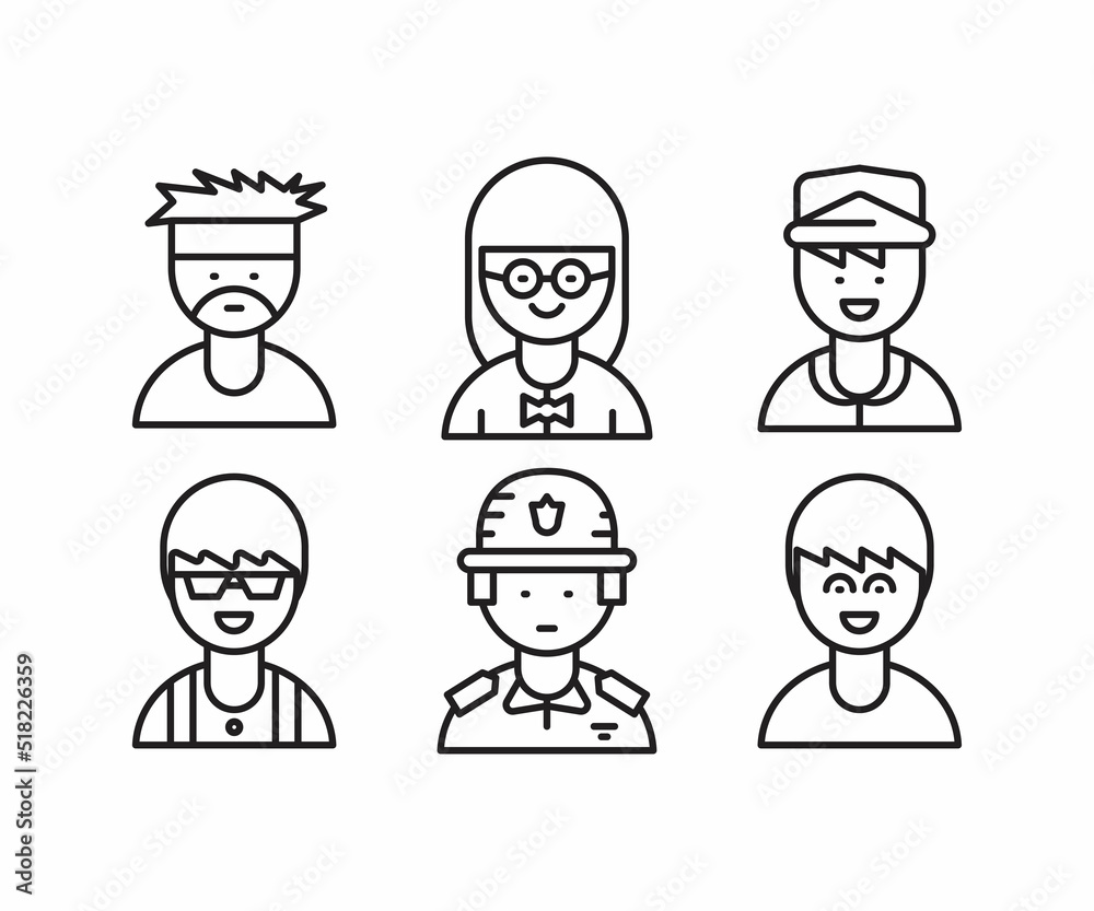 people characters and avatars set line illustration people characters and avatars set line illustration