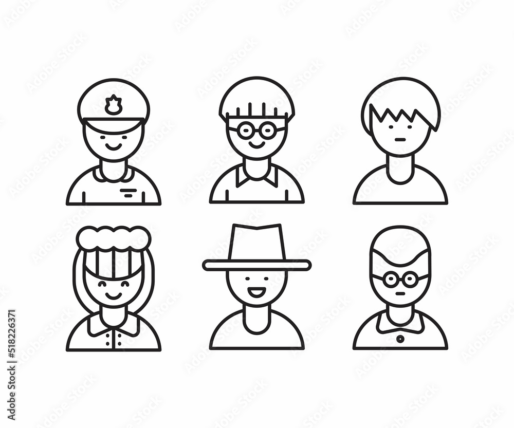 people characters and avatars set line illustration people characters and avatars set line illustration