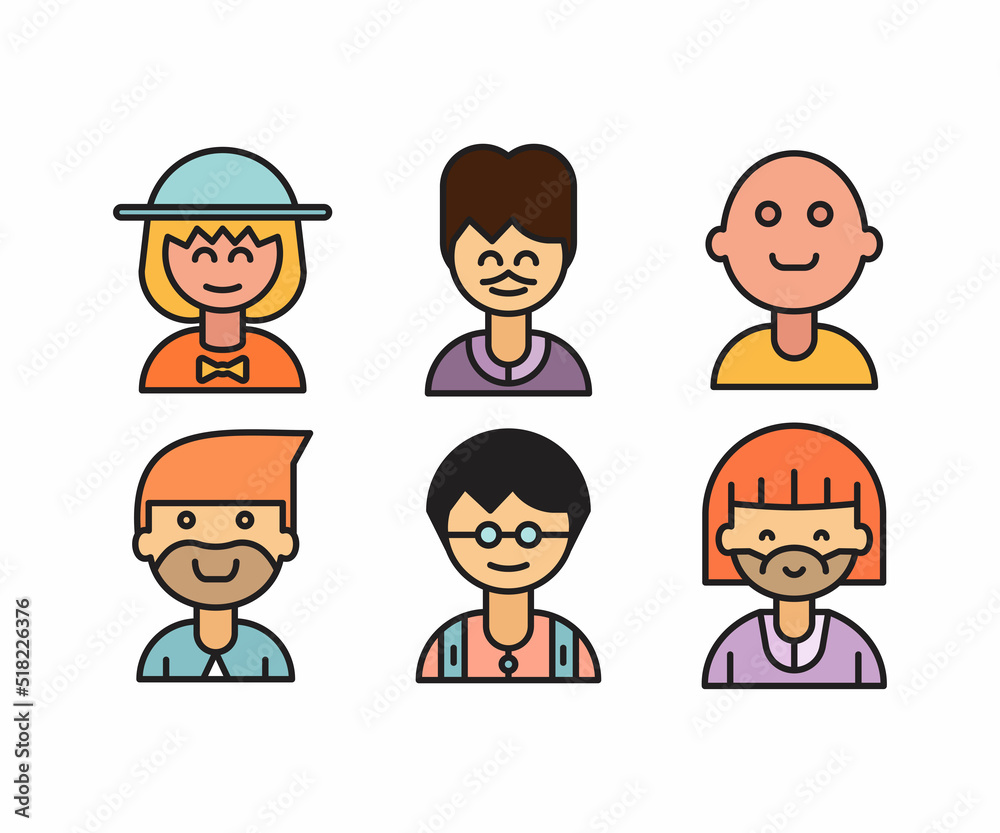 people characters and avatars set illustration people characters and avatars set illustration