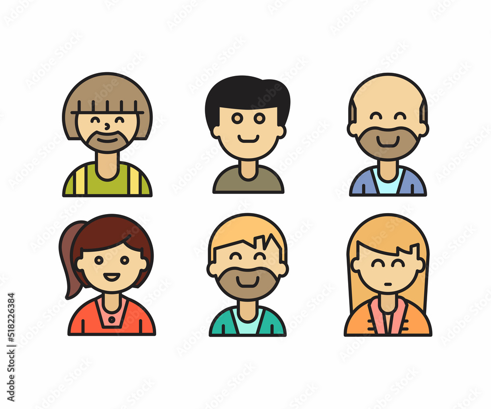 Naklejka premium people characters and avatars set illustration