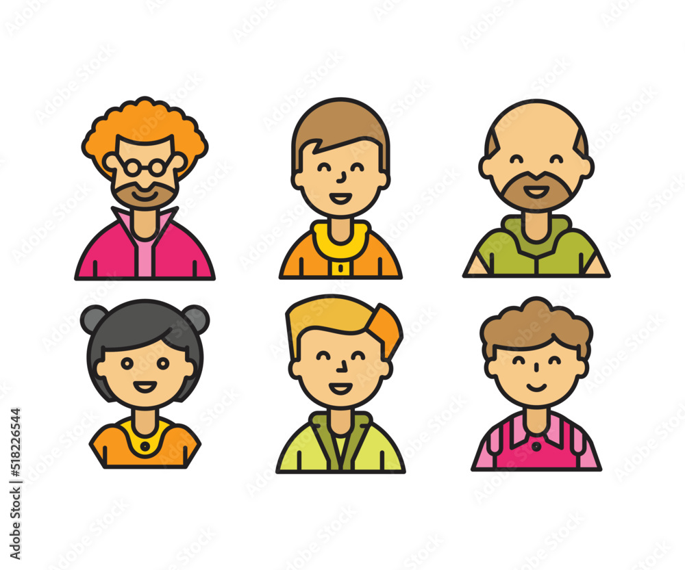 people characters and cartoon avatars set vector illustration people characters and cartoon avatars set vector illustration