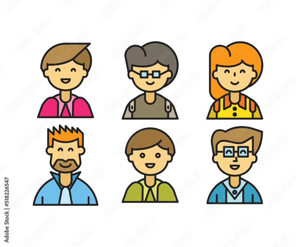 people characters and cartoon avatars set vector illustration