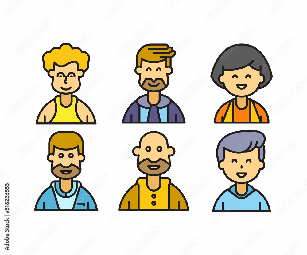 people characters and cartoon avatars set vector illustration people characters and cartoon avatars set vector illustration
