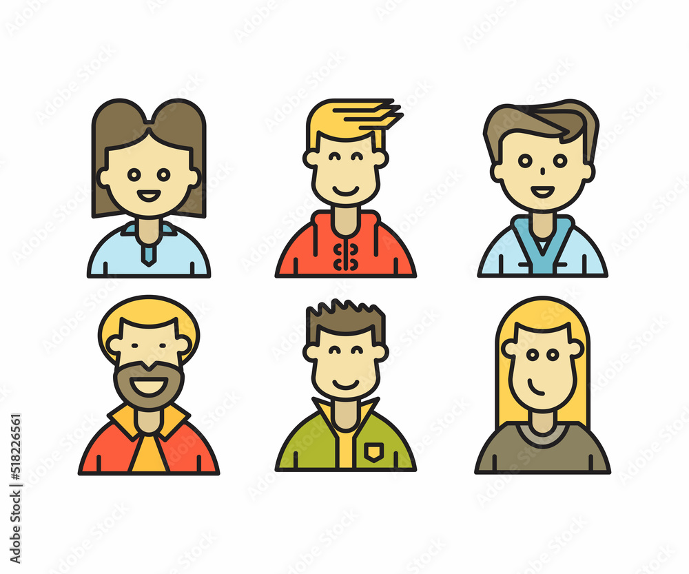 people characters and cartoon avatars set vector illustration people characters and cartoon avatars set vector illustration