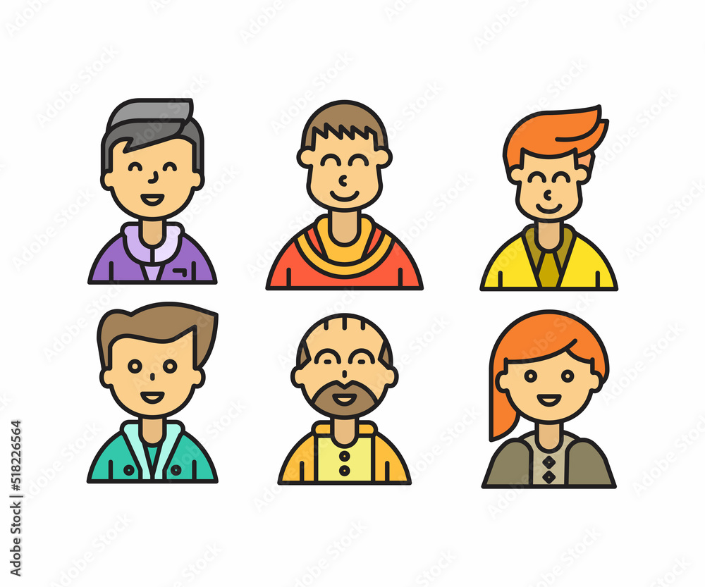 people characters and cartoon avatars set vector illustration people characters and cartoon avatars set vector illustration