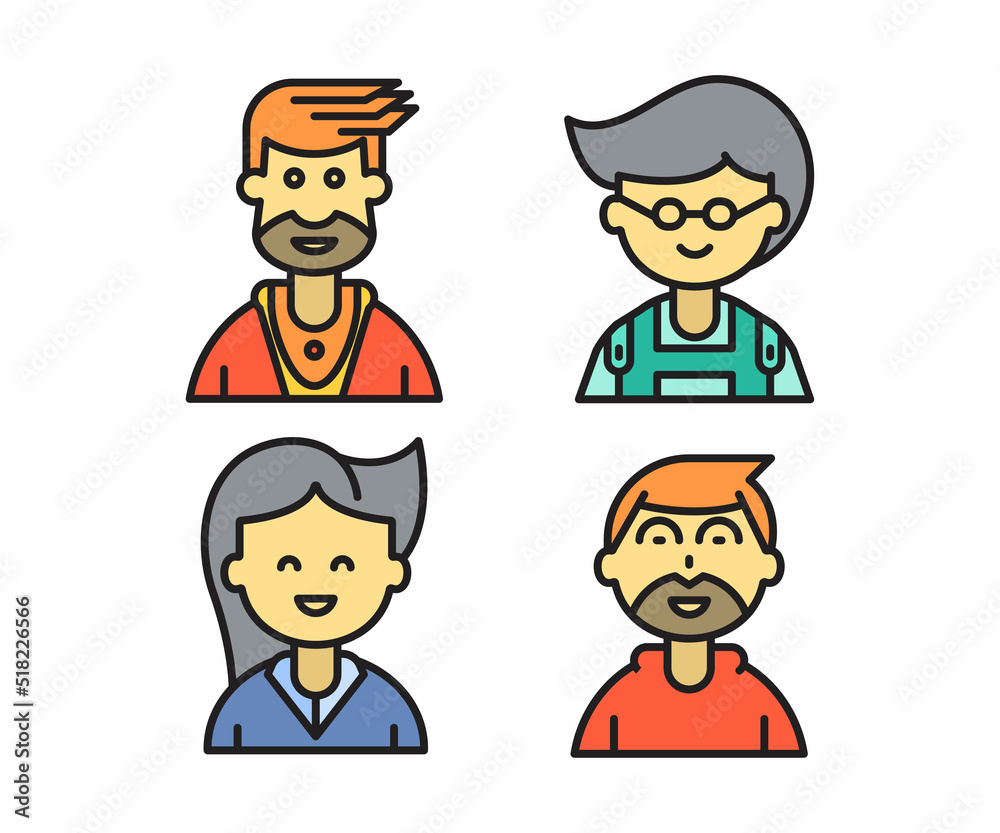 people characters and cartoon avatars set vector illustration people characters and cartoon avatars set vector illustration