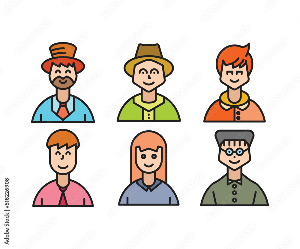 people characters and cartoon avatars set vector illustration people characters and cartoon avatars set vector illustration
