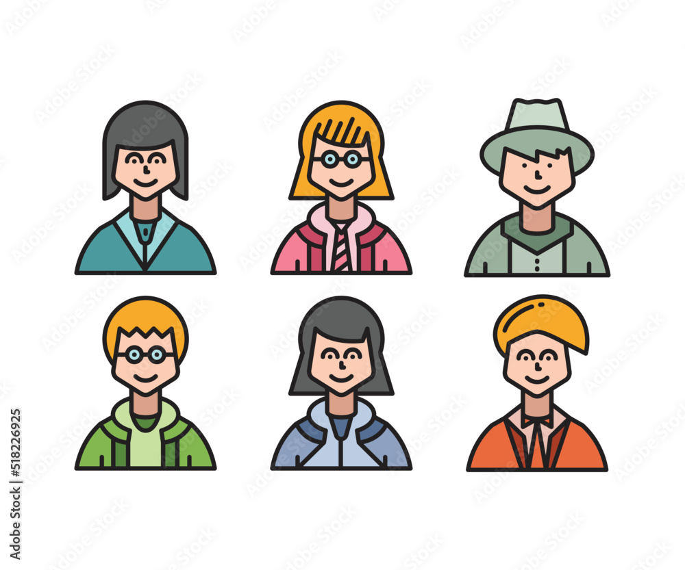 people characters and cartoon avatars set vector illustration people characters and cartoon avatars set vector illustration