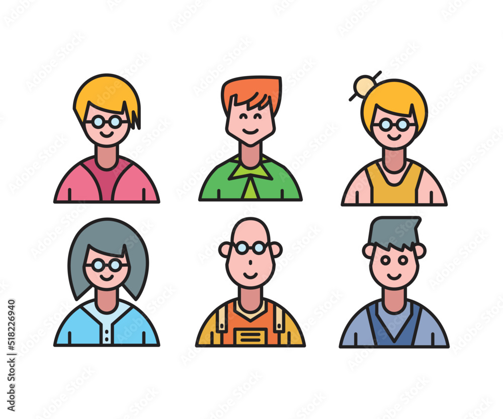 people characters and cartoon avatars set vector illustration