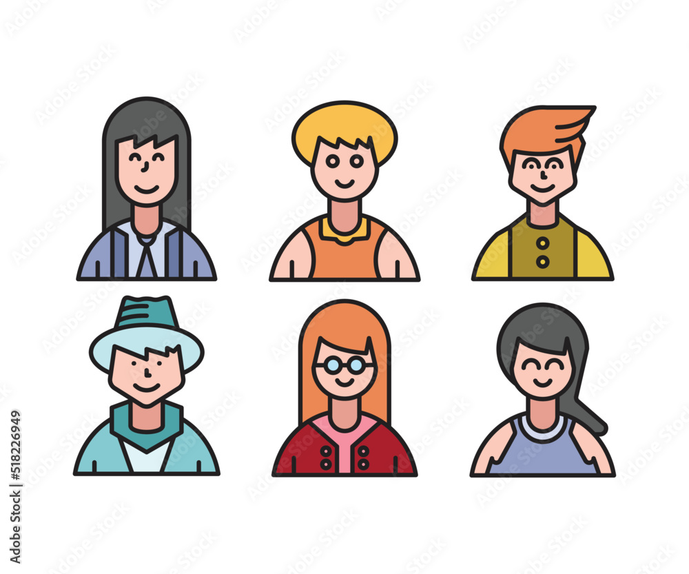 people characters and cartoon avatars set vector illustration people characters and cartoon avatars set vector illustration