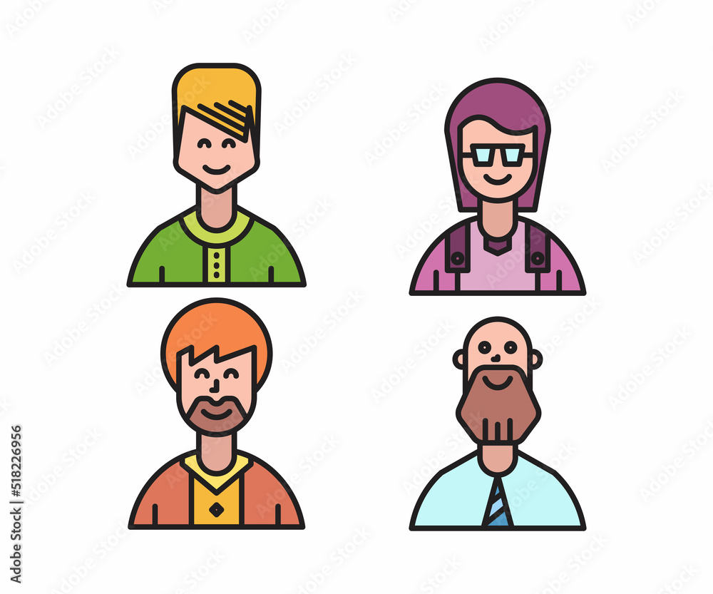 people characters and cartoon avatars set vector illustration people characters and cartoon avatars set vector illustration