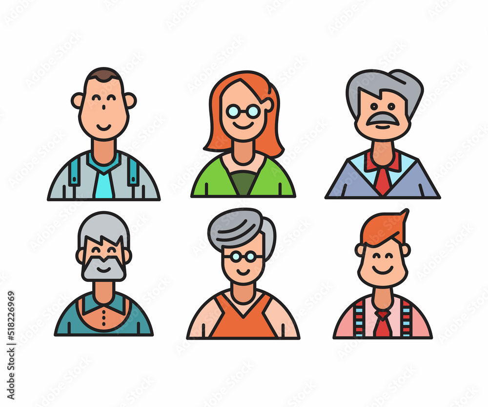 people characters and cartoon avatars set vector illustration people characters and cartoon avatars set vector illustration