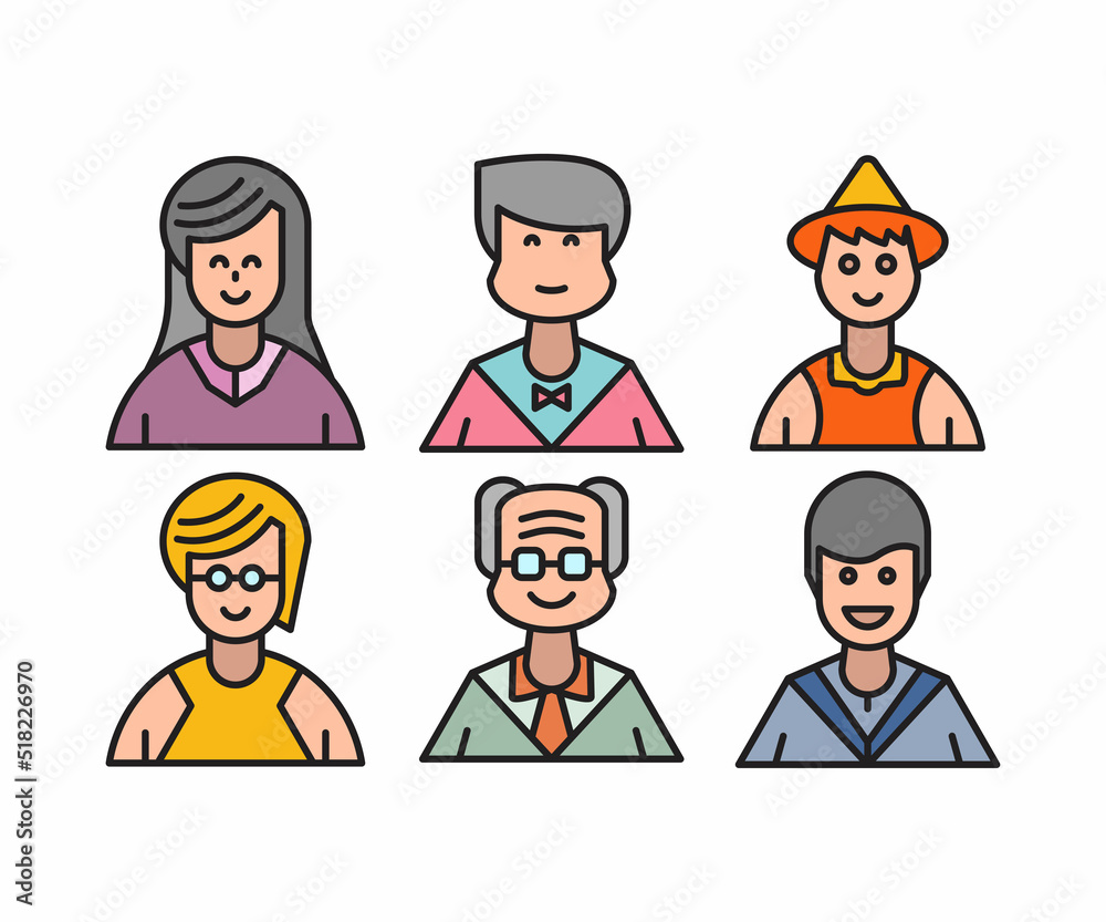 people characters and cartoon avatars set vector illustration people characters and cartoon avatars set vector illustration