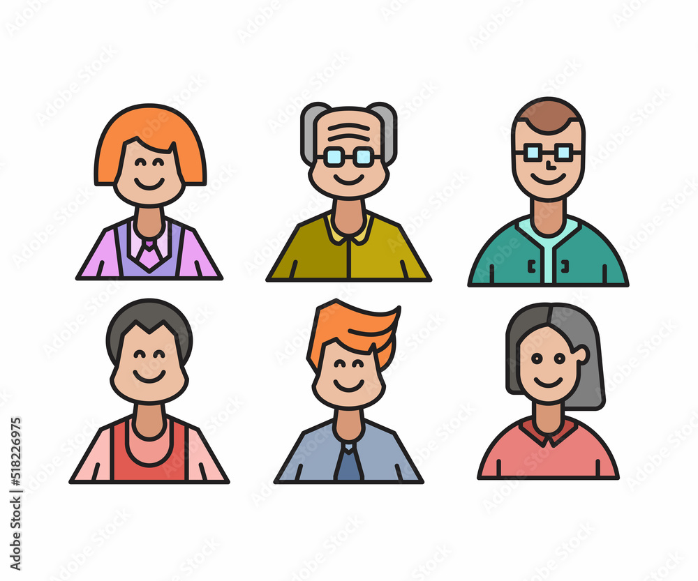 people characters and cartoon avatars set vector illustration people characters and cartoon avatars set vector illustration