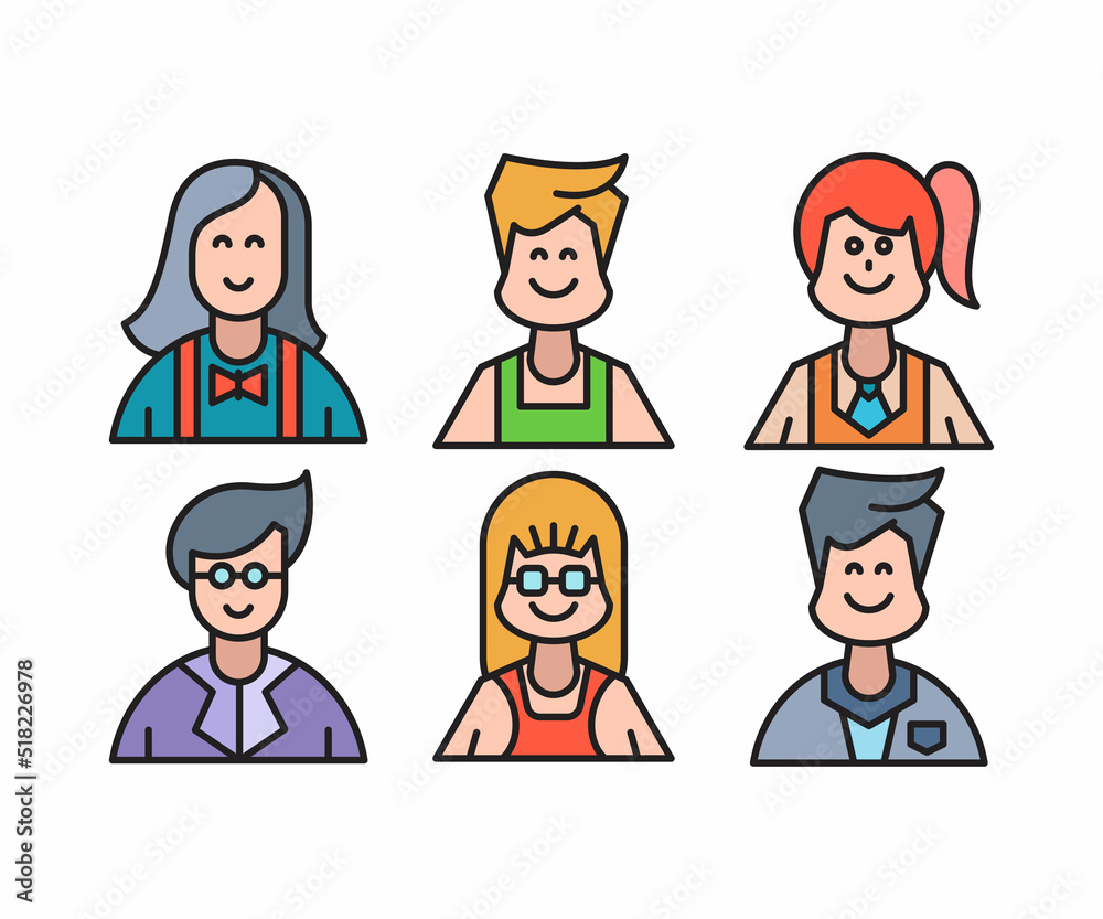 people characters and cartoon avatars set vector illustration people characters and cartoon avatars set vector illustration