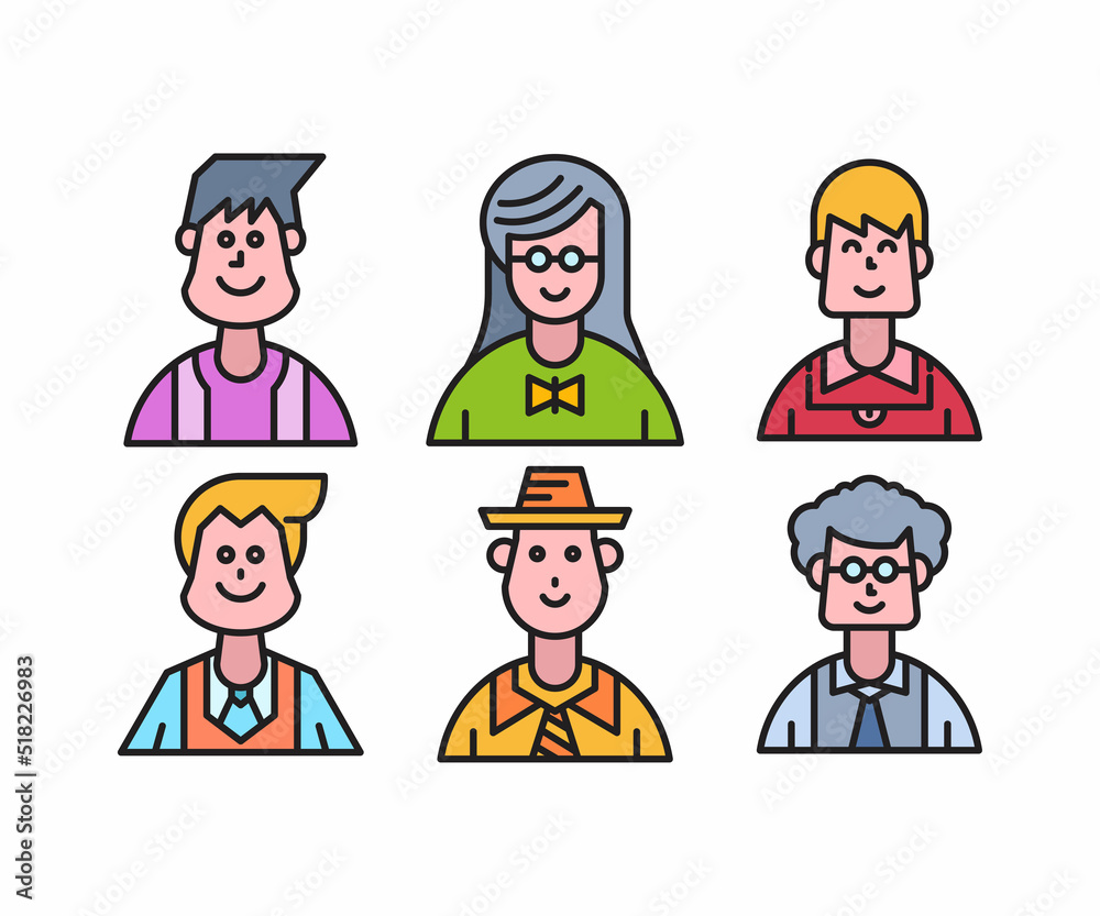 people characters and cartoon avatars set vector illustration people characters and cartoon avatars set vector illustration