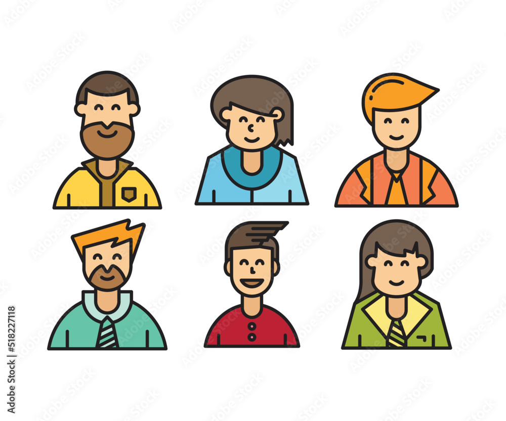 people characters and avatars set vector illustration people characters and avatars set vector illustration