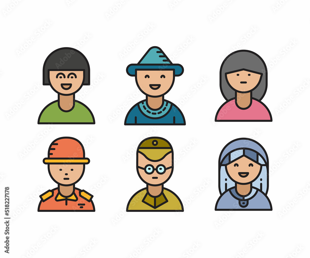 people characters and avatars set vector illustration people characters and avatars set vector illustration
