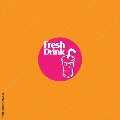 Drink cup packaging soft logo icon vector image. Cold drinks logo vector.